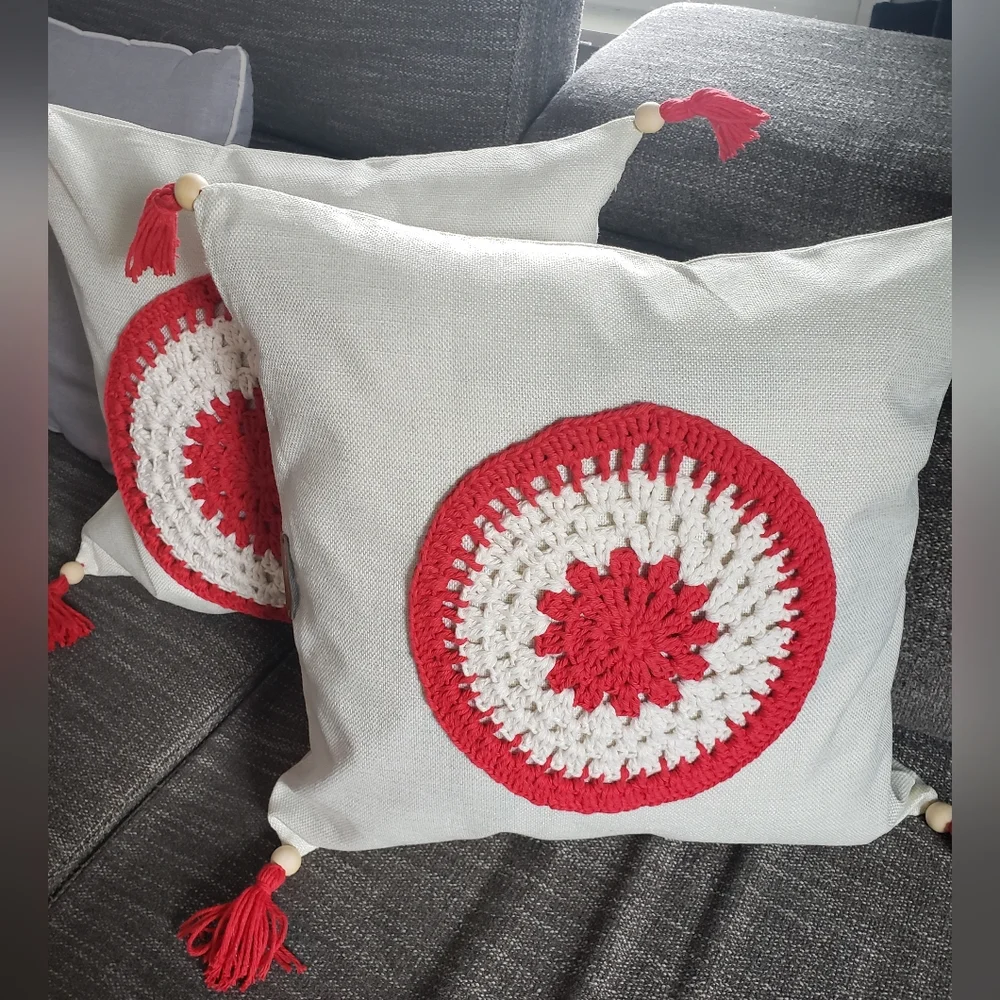 Decorated  Crochet Pillow Covers Handmade
